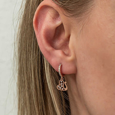 Lucky Life Gumussh Gümüş Sallantılı Rose Kuğu Kadın Küpe