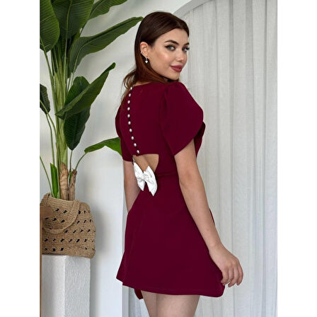 Alka İncili Lucky Life Fiyonk Detay Elbise