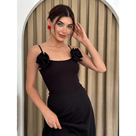 Lucky Life Kadın Gül İp Askılı Elbise