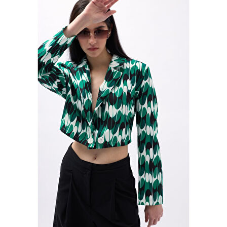 Desenli Crop Ceket