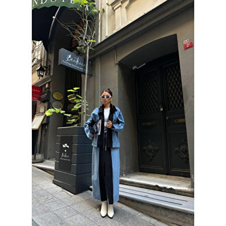 CHANEL GARNİLİ KOT MONT - Siyah