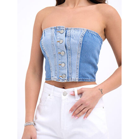 Lucky Life Kadın 91 KOT BLUZ-MAVİ