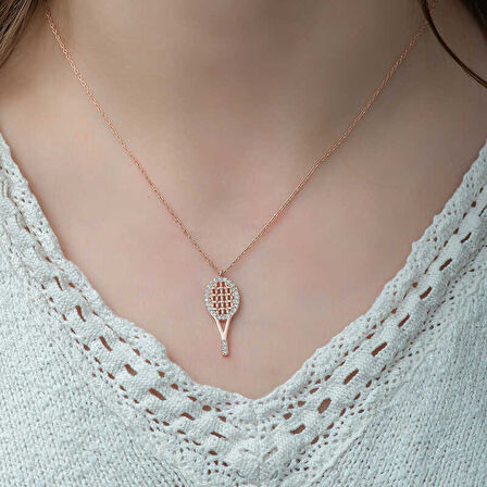 Lucky Life Gümüş Rose Tenis Raketi Kadın Kolye