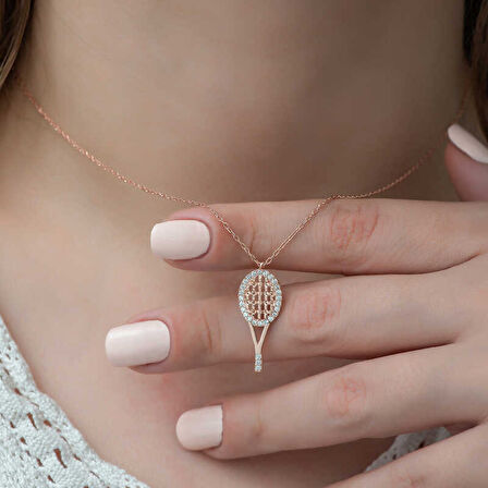 Lucky Life Gümüş Rose Tenis Raketi Kadın Kolye