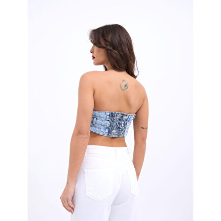 Lucky Life Kadın 17 KOT CROP-MAVİ