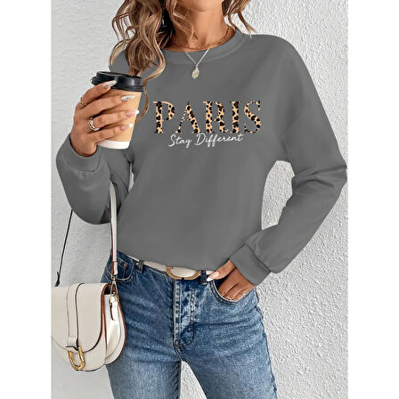 Lucky Life Kadın Uzun Kollu Bisiklet Yaka Desenli Viskon Iki Iplik Bluz