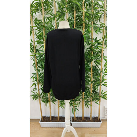 Lucky Life Kadın Uzun Kollu Bisiklet Yaka Ayı Desenli Viskon Iki Iplik Elbise