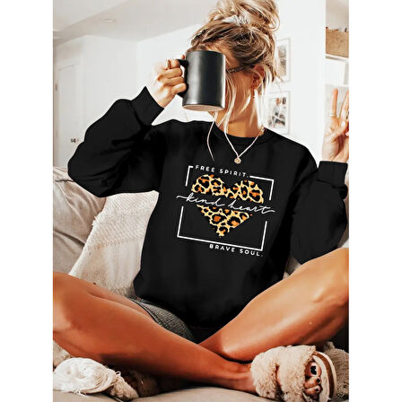 Lucky Life Kadın Uzun Kollu Bisiklet Yaka Desenli Viskon Iki Iplik Bluz