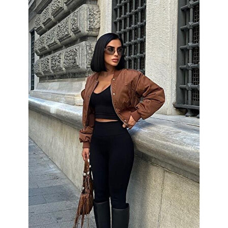 Miecka Crop Bomber Ceket -