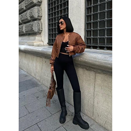 Miecka Crop Bomber Ceket -