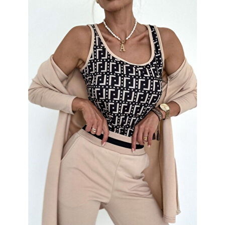 Lucky Life Kadın Uzun Kollu Krep üçlü Takım