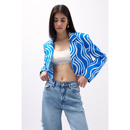 Desenli Crop Ceket