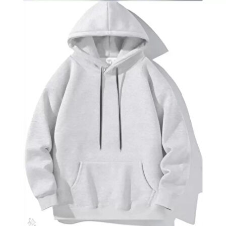 Lucky Life Erkek Uzun Kol Kapşonlu Basic Sweatshirt Hoodie - Gri