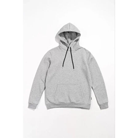 Lucky Life Erkek Uzun Kol Kapşonlu Basic Sweatshirt Hoodie - Gri