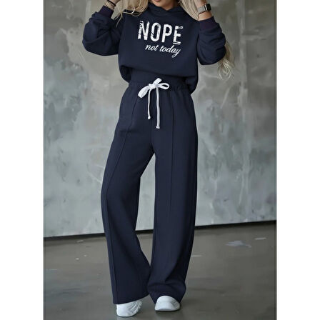 Lucky Life Kadın Uzun Kollu Nope Baskılı Beli Ribanalı Ikili Takım