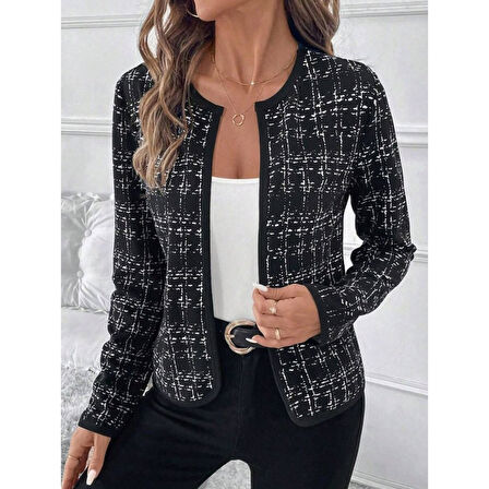 Lucky Life Kadın Uzun Kollu önü Açık şanel Kısa Ceket