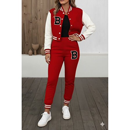 Lucky Life Kadın Uzun Kollu Hakim Yaka önden Düğmeli Ceket Pantolon şardonlu Iki Iplik Ikili Takım