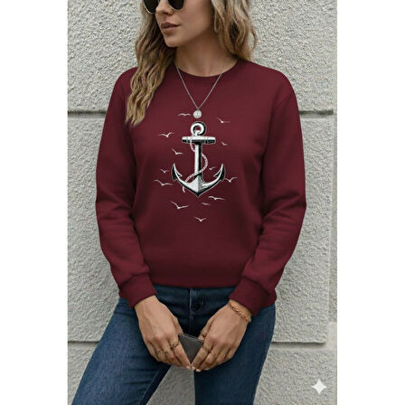 Lucky Life Kadın Uzun Kollu Bisiklet Yaka Desenli Viskon Iki Iplik Bluz