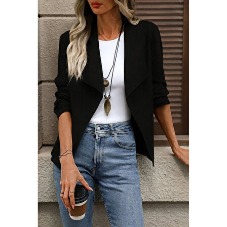 Lucky Life Kadın Uzun Kollu önü Açık Yakalı Süet Ceket