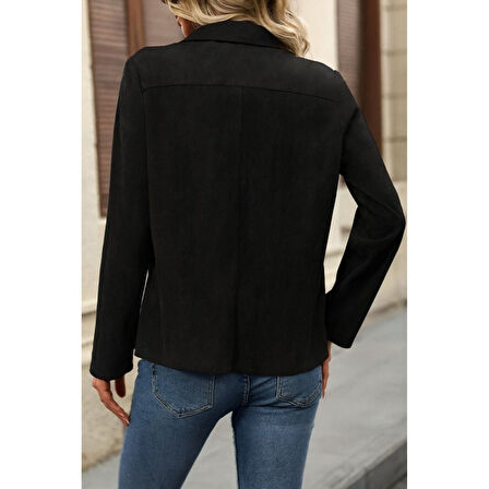 Lucky Life Kadın Uzun Kollu önü Açık Yakalı Süet Ceket