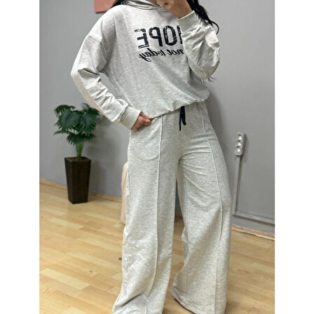 Lucky Life Kadın Uzun Kollu Nope Baskılı Beli Ribanalı Ikili Takım