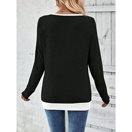 Lucky Life Kadın Uzun Kollu V Yakalı Yandan Düğmeli Yün Viskon Bluz