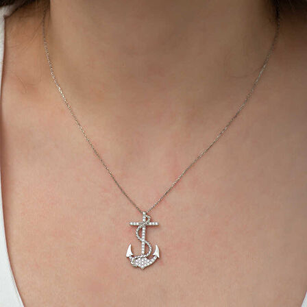 Gümüş Deniz Çapası Kadın Kolye