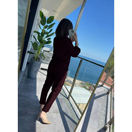 Lucky Life Kadın Uzun Kollu önden Fermuarlı Modal Ceket Ve Pantolon Ikili Takım