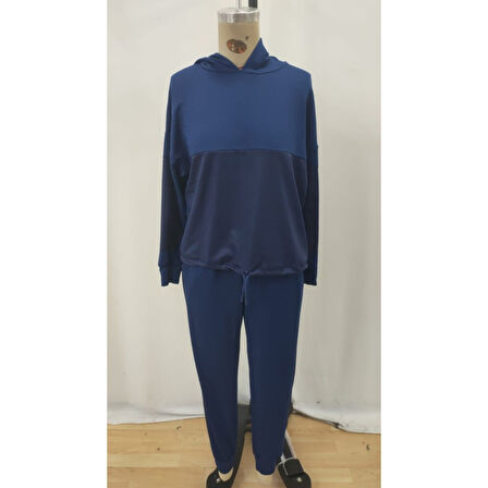 Lucky Life Kadın Uzun Kollu Kapşonlu Viskon Iki Iplik Bluz Ve Pantolon Ikili Takım