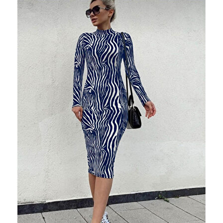 Lucky Life Kadın Uzun Kollu Mikro Midi Elbise