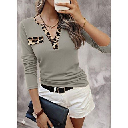 Lucky Life Kadın Uzun Kollu V Yakalı Kaşkorse Bluz