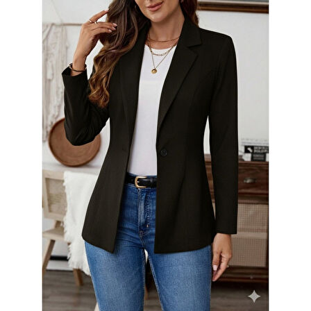 Lucky Life Lucky Life Kadın Uzun Kollu Yakalı Tek Düğmeli Süet Ceket