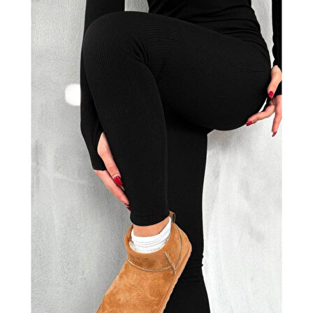 Lucky Life Kadın Uzun Kollu V Yaka Parmak Geçirmeli Detay Kaşkorse Tulum