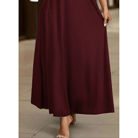 Lucky Life Kadın Uzun Kollu Yakalı önden Fermuarlı Uzun Viskon Iki Iplik Elbise