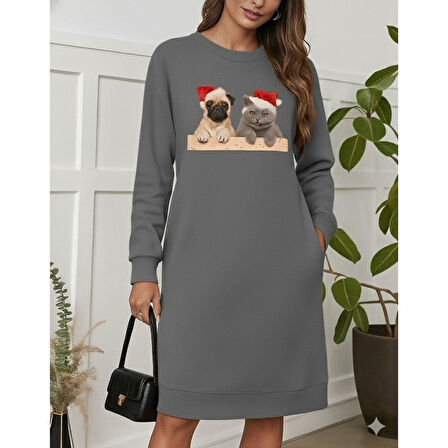 Lucky Life Kadın Uzun Kollu Bisiklet Yaka Desenli Viskon Iki Iplik Bluz