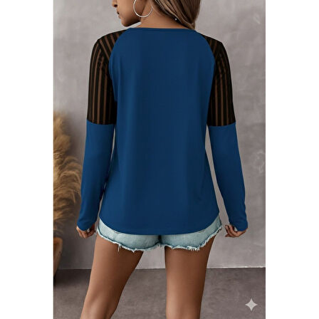 Lucky Life Kadın Uzun Kollu Yakadan Fermuarlı Viskon Bluz