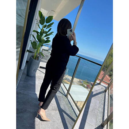 Lucky Life Kadın Uzun Kollu önden Fermuarlı Modal Ceket Ve Pantolon Ikili Takım