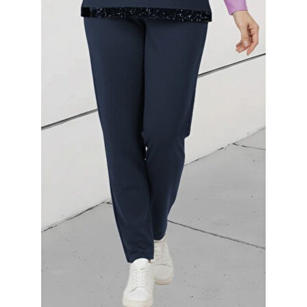 Lucky Life Kadın Uzun Kollu Bisiklet Yaka çizgili Desen Iki Iplik Bluz Ve Pantolon Ikili Takım