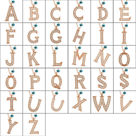 Gümüş Nazar Rose E Harfi Kadın Kolye