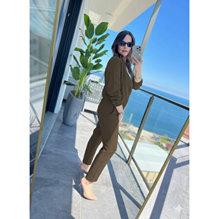 Lucky Life Kadın Uzun Kollu önden Fermuarlı Modal Ceket Ve Pantolon Ikili Takım