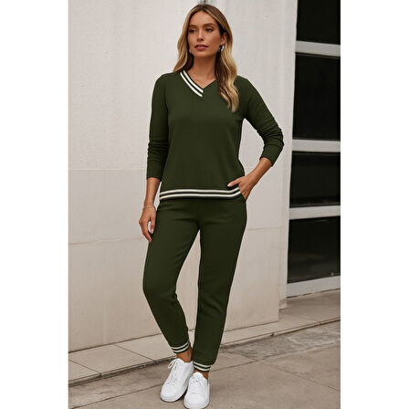 Lucky Life Kadın Uzun Kollu Ribana Detay Viskon Iki Iplik Ikili Takım