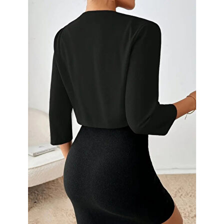 Lucky Life Kadın Truvakar Kol önü Açık Kısa Ithal Krep Ceket