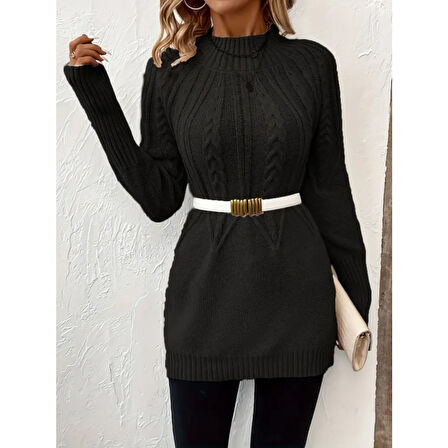 Lucky Life Kadın  Uzun Kollu Yarı Balıkçı Yaka Triko Bluz