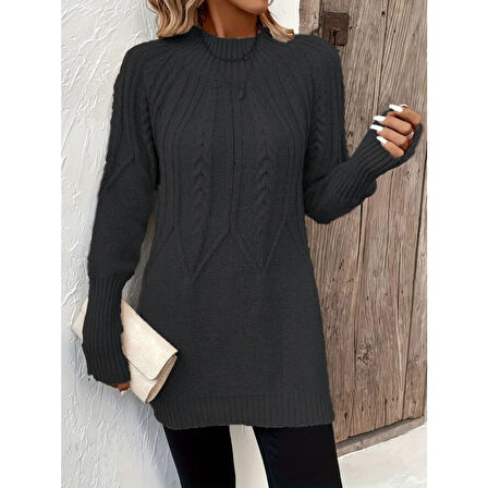 Lucky Life Kadın  Uzun Kollu Yarı Balıkçı Yaka Triko Bluz