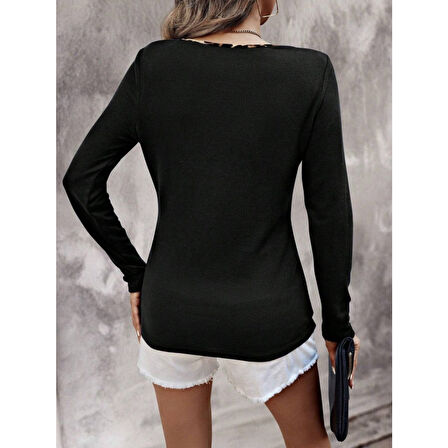 Lucky Life Kadın Uzun Kollu V Yakalı Kaşkorse Bluz