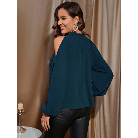 Lucky Life Kadın Uzun Kollu Omuzlardan Açık Sandy Bluz