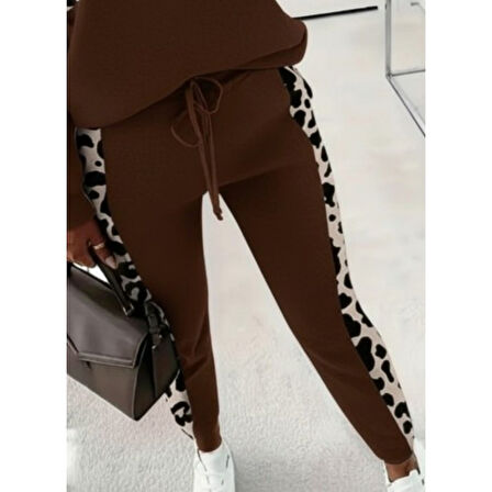 Lucky Life Kadın Uzun Kollu Fermuarlı Karışık Desenli Viskon Iki Iplik Bluz Ve Pantolon Ikili Takım