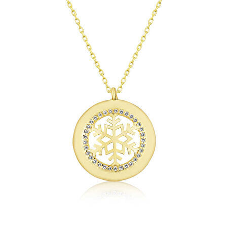Gümüş Gold Kar Tanesi Kadın Kolye