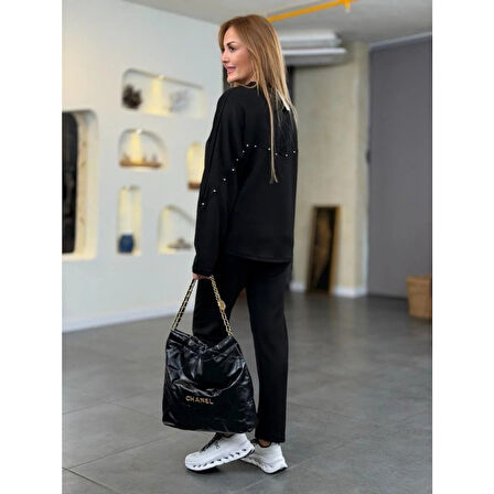 Lucky Life Lucky Life Kadın Inci Detay Modal Kumaş Ikili Takım