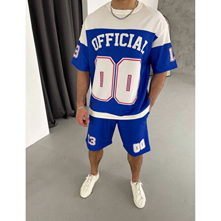 Lucky Life  Baskılı Şortlu Takım - Mavi